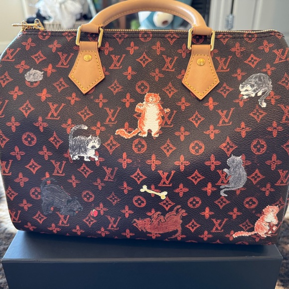 Grace Coddington Louis Vuitton Monogram Cat Speedy 30 Bag - Picture 4 of 10